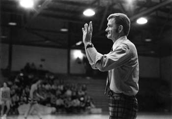 Head Men&rsquo;s Basketball Coach Harley Knosher, circa 1980.