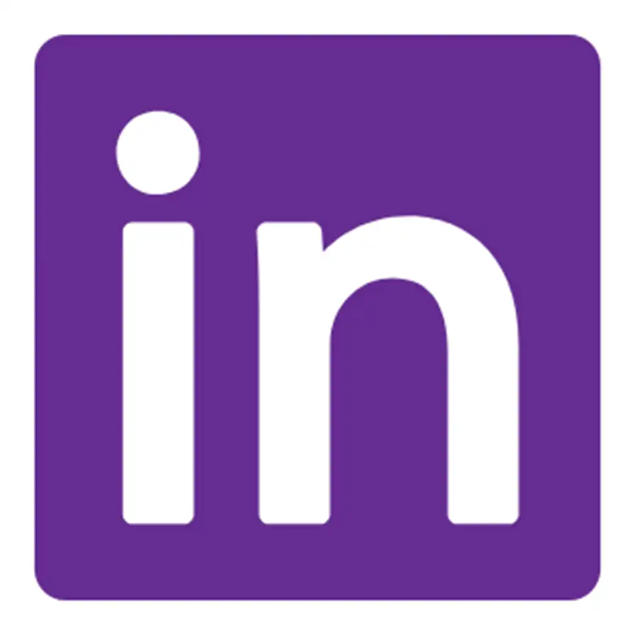 LinkedIn Logo in white and purple